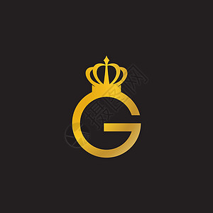 带有皇冠标志矢量 ico 的金色 G装饰品纹章婚礼商业字母品牌标识艺术古董酒店图片