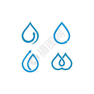 水滴 Logo 模板矢量图标它制作图案蓝色海浪生态水处理海洋雨滴液体管道过滤公司图片
