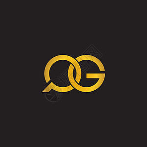 黑色背景上的金色 QG 字母徽标矢量图片