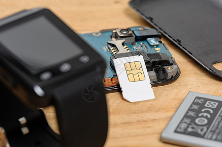 微型SIM卡细胞手机安全技术卡片操作员短信拨号芯片电话背景图片