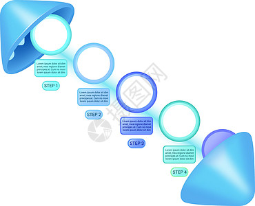 教育蓝色信息图表设计模板 数据图 带有空白复制空间的抽象矢量信息图 具有 4 个步骤序列的教学图形 可视化数据呈现图片