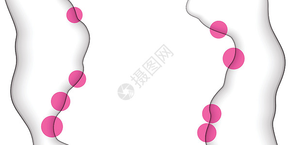 与五颜六色的剪纸形状的抽象背景 海报横幅卡的设计 白色和粉红色的抽象圆形插图  3D 纸质图像与明亮色彩的微妙融合 复制空格折纸图片