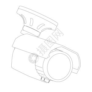 闭路电视摄像机轮廓从孤立的白色背景上的黑色线条 它制作图案矢量图片