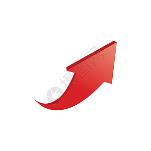 3D 红色箭头 upVector 插图在白色背景上隔离图片
