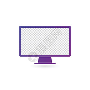 监控 PCIcon 计算机屏幕平面样式在白色矢量插图网页设计图片