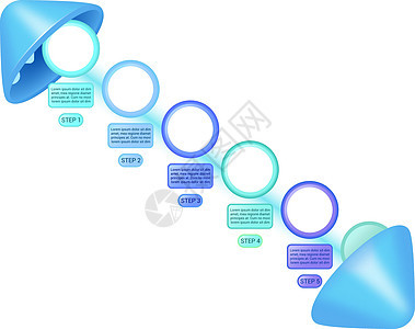 专业的蓝色信息图表设计模板 信息图表 带有空白复制空间的抽象矢量信息图 具有 5 个步骤序列的教学图形 可视化数据呈现图片