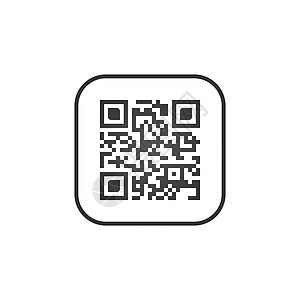 Qr 代码签名创意应用程序 扫描代码符号 圆形方形按钮 在白色背景上孤立的矢量图鉴别电脑商业正方形销售产品电话网络酒吧插图图片