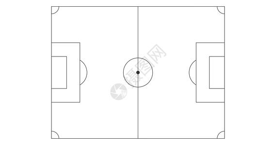黑色线条艺术足球场图标 孤立在白色背景上的运动矢量图图片