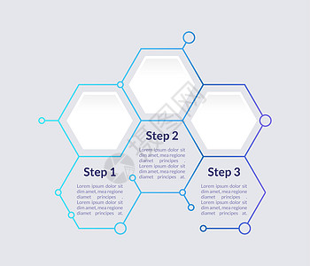 蓝色创意信息图表设计模板 医院信息 带有空白复制空间的抽象矢量信息图 具有 3 个步骤序列的教学图形 可视化数据呈现图片