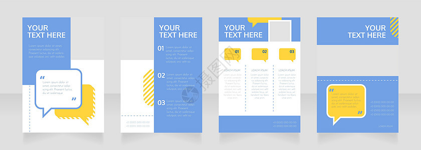 在线交流空白小册子布局设计 语音泡沫中的信息 垂直海报模板集 带有文本的空复制空间 预制的公司报告集合 可编辑传单纸页背景图片