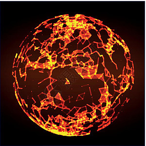 低聚火火焰球体 未来能量圈粒子建筑学星座网络蓝色技术卡片天空圆圈运动图片