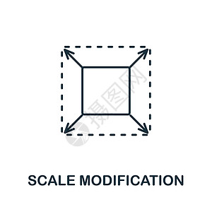 来自 3d 打印集合的缩放修改图标 用于模板网页设计和信息图表的简单线比例修改图标图片