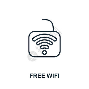 从机场收集的免费 Wifi 图标 用于模板网页设计和信息图表的简单线条免费 Wifi 图标图片