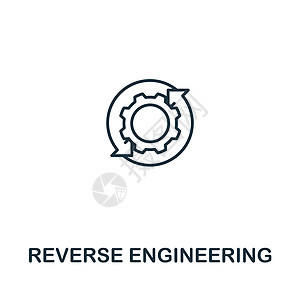 来自人工智能集合的逆向工程图标 用于模板网页设计和信息图表的简单线条逆向工程图标图片