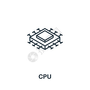 来自人工智能集合的 Cpu 图标 用于模板网页设计和信息图表的简单线条 Cpu 图标图片