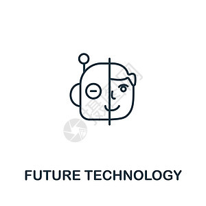来自人工智能集合的未来技术图标 用于模板网页设计和信息图表的简单线条未来技术图标背景图片
