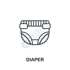 婴儿用品系列中的尿布图标 用于模板网页设计和信息图表的简单线元素尿布符号图片