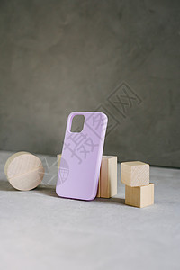 智能手机的硅胶保护箱 木制立方体图片