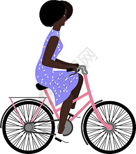 骑自行车的黑人妇女 平面图案图片