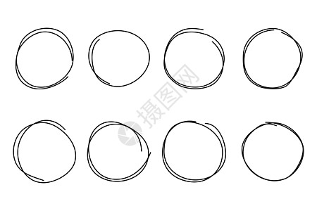 手绘圆框 se框架绘画插图涂鸦黑色铅笔草稿中风圆圈刷子图片