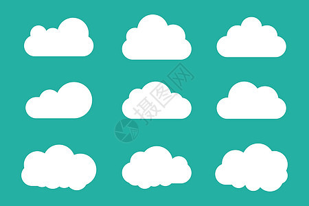 云图标设置平面样式卡通片思考气候航班艺术天空气泡乐趣标签收藏图片