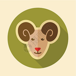 羊皮平板图标 动物头矢量说明羊毛母羊野生动物插图村庄农场家畜农业内存哺乳动物图片