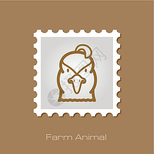 鹌鹑轮廓邮票 动物头矢量符号背景图片