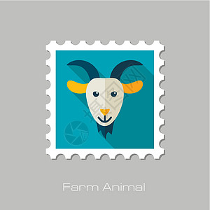 山羊平邮票 动物头矢量图生物邮政化身家畜邮戳插图标签阴影邮票邮资图片