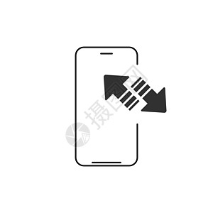 手机同步大纲图标 用于移动概念和网页设计的线性风格标志 同步或上传和下载箭头 在白色背景上孤立的矢量图图片