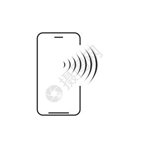 移动无线充电线图标 带无线电或 wifi 波的智能手机 在白色背景上孤立的矢量图标签电话海浪民众商业通讯器展示细胞技术手指图片