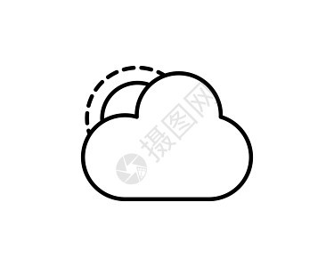 太阳云图标矢量 线天气符号 时尚的平面轮廓 ui 标志设计 用于网站移动应用程序的细线性图形象形图 徽标插图 第 10 集图片