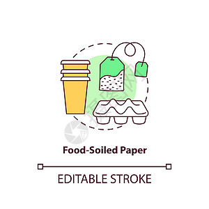 食物弄脏的纸概念 ico土壤纸盒回收圆圈绘画环境堆肥材料网络生物图片