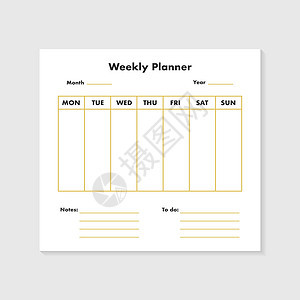 每周计划表笔记本办公室图表日历信息学校教育日程笔记白色背景图片