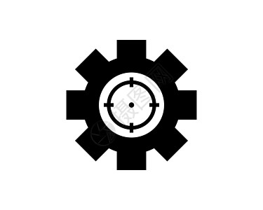 齿轮和目标图标 在白色背景上隔离的轮廓齿轮和目标图标图片