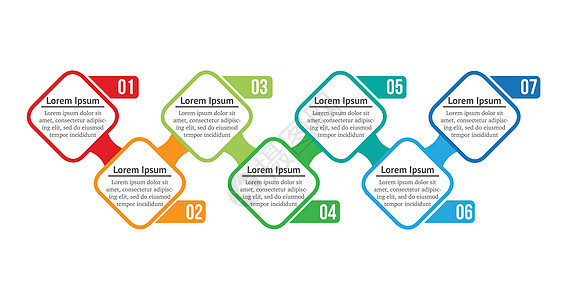 矢量信息图表正方形与 7 个选项或步骤 经营理念的信息图表 可用于演示工作流布局流程图流程图信息图图片