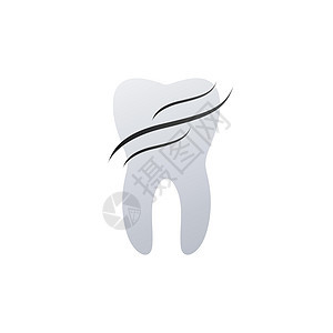 带有波浪的牙齿牙科标志设计代表健康和保护 医疗保健概念 在惠特上孤立的矢量图图片