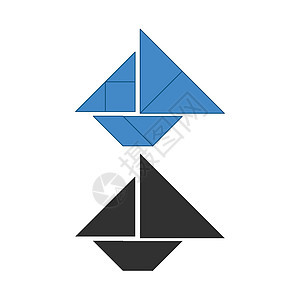 游艇或船七巧板 传统中国解剖拼图七块瓷砖 - 几何形状三角形方形菱形平行四边形 有助于培养分析能力的儿童棋盘游戏 它制作图案矢量图片