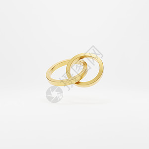 在白色反光隔离背景上渲染两个结婚戒指  3D仁德图片