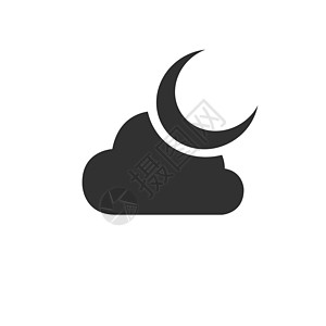 月亮云图标 睡眠梦的象征 晚上或睡觉时间标志 白色背景上的平面标志 韦克托图片