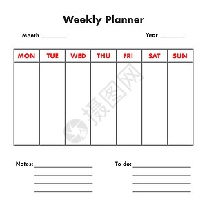 每周计划表时间商业笔记教育议程日历插图日记笔记本办公室图片