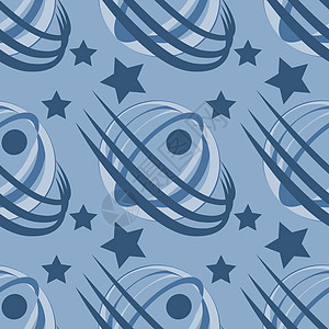 方形背景上的无缝图案无限纹理  程式化空间  卫星或行星和恒星纺织品网站正方形包装盖子星星插图图片