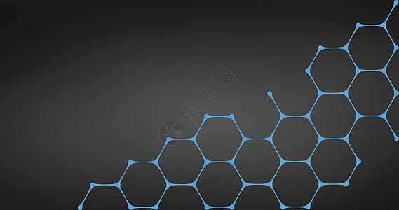 六角形纳米技术分子网格黑暗图背景图片