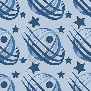 方形背景上的无缝图案无限纹理  程式化空间  卫星或行星和恒星纺织品星星插图盖子包装笔记本网站图片
