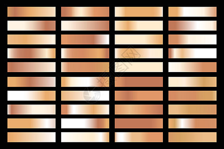 带有闪亮金色全息图的金属渐变系列 全息箔纹理金色玫瑰棕色和金色渐变 矢量集为设计丝带框架边界魅力闪光辉煌金子收藏黄铜奢华图片