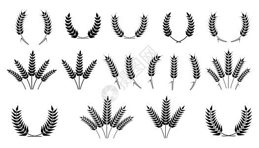 小麦花圈标志 麦穗图标 矢量农业耳朵符号生长场地面粉标签邮票食物农场小穗燕麦稻草图片