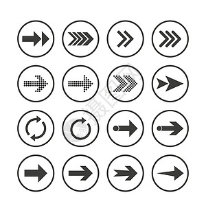 箭头图标集 矢量插画平面设计黑色互联网回收网络网站圆形按钮光标下载商业图片