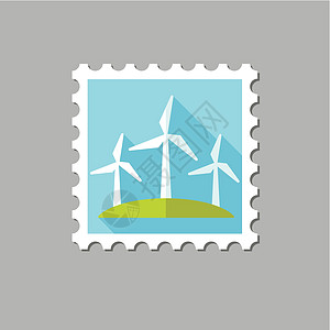 长影子风速平面邮票发电机邮资农场涡轮技术标签生态活力邮戳贴纸图片