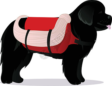 纽芬兰犬救生黑色稻草动物绳索卡通片救命帮助哺乳动物人员医药箱图片