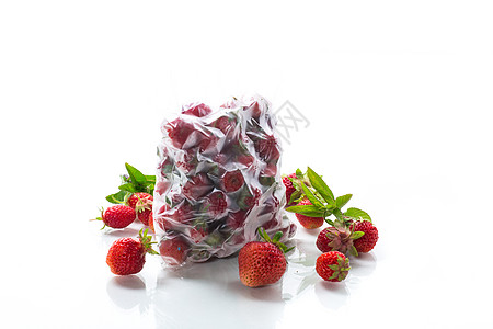 吸尘袋中的冷冻新鲜草莓装罐浆果美食食物水果甜点健康店铺饮食真空图片