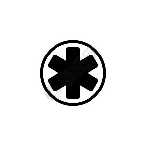 生命之星医疗急救诊所 平面矢量图标说明 白色背景上的简单黑色符号  Web 和移动 UI 元素的生命之星医疗紧急标志设计模板图片